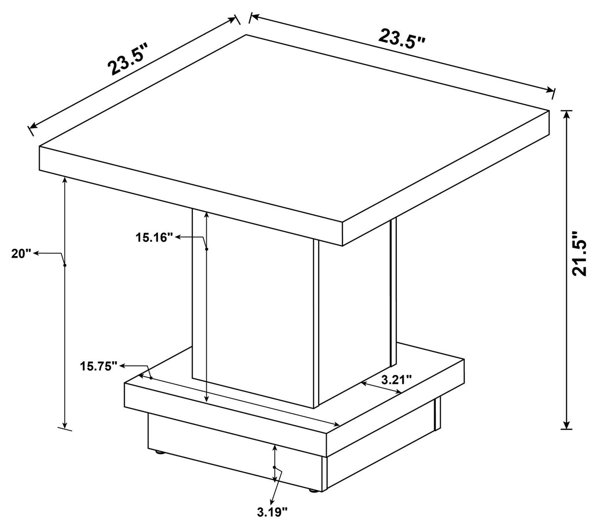 Reston Pedestal Square End Table Cappuccino from Coaster - Luna Furniture