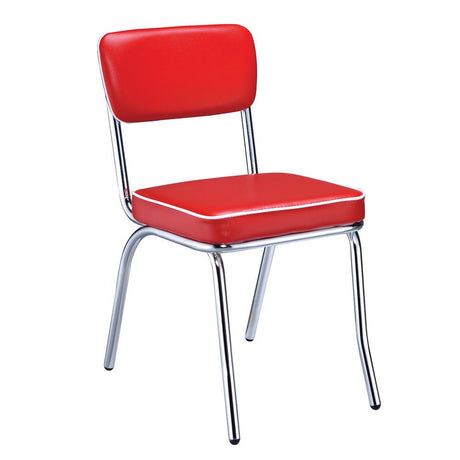 Retro Red/Chrome Open Back Side Chairs, Set of 2 from Coaster - Luna Furniture