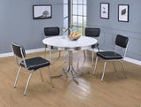 Retro Glossy White/Chrome Round Dining Table from Coaster - Luna Furniture