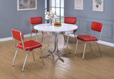 Retro Glossy White/Chrome Round Dining Table from Coaster - Luna Furniture