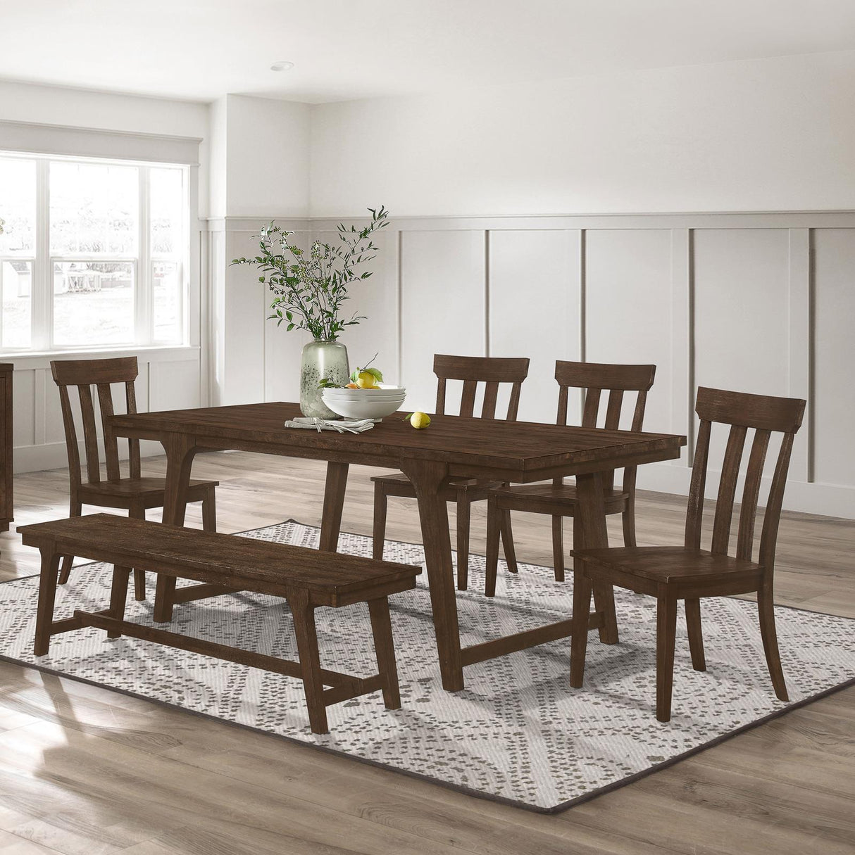 Reynolds Brown Oak 6-Piece Rectangular Dining Set from Coaster - Luna Furniture