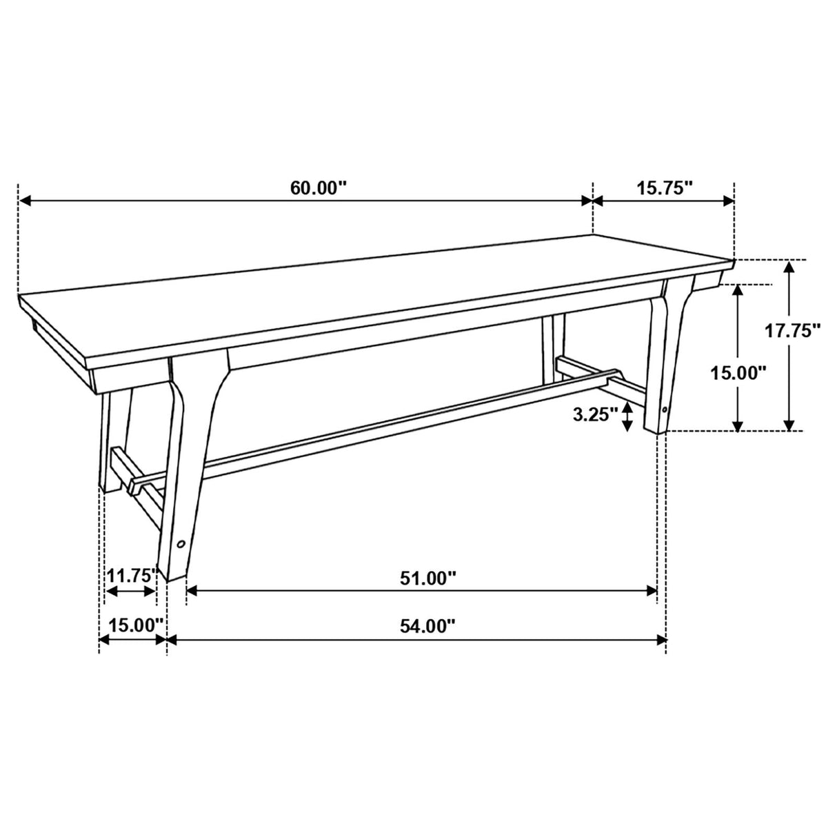 Reynolds Brown Oak Rectangular Trestle Base Dining Bench from Coaster - Luna Furniture