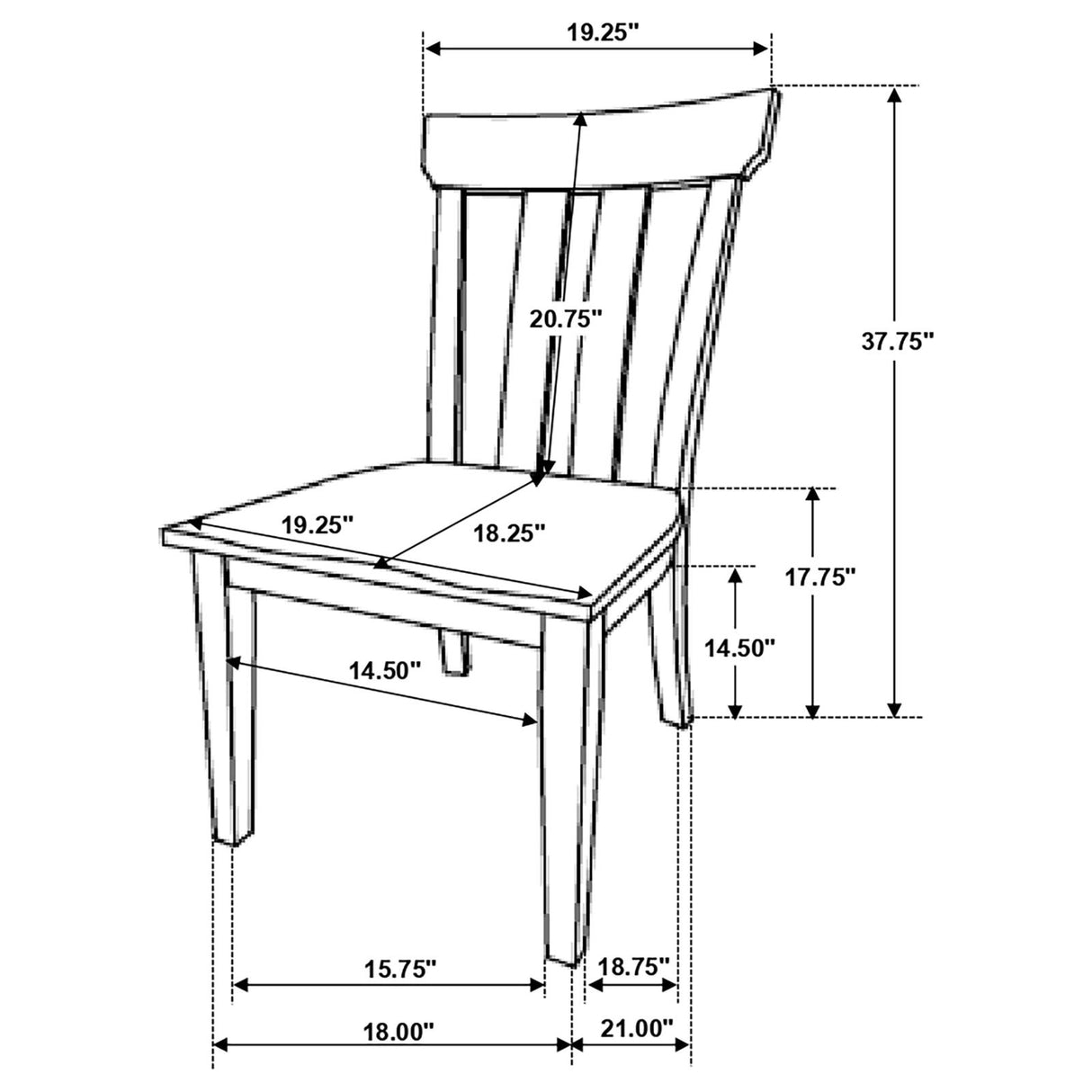 Reynolds Slat Back Dining Side Chair Brown Oak (Set of 2) from Coaster - Luna Furniture