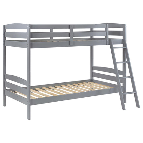 Rhea Wood Twin Over Twin Bunk Bed Grey - 460563T - Luna Furniture