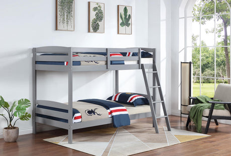 Rhea Wood Twin Over Twin Bunk Bed Grey from Coaster - Luna Furniture