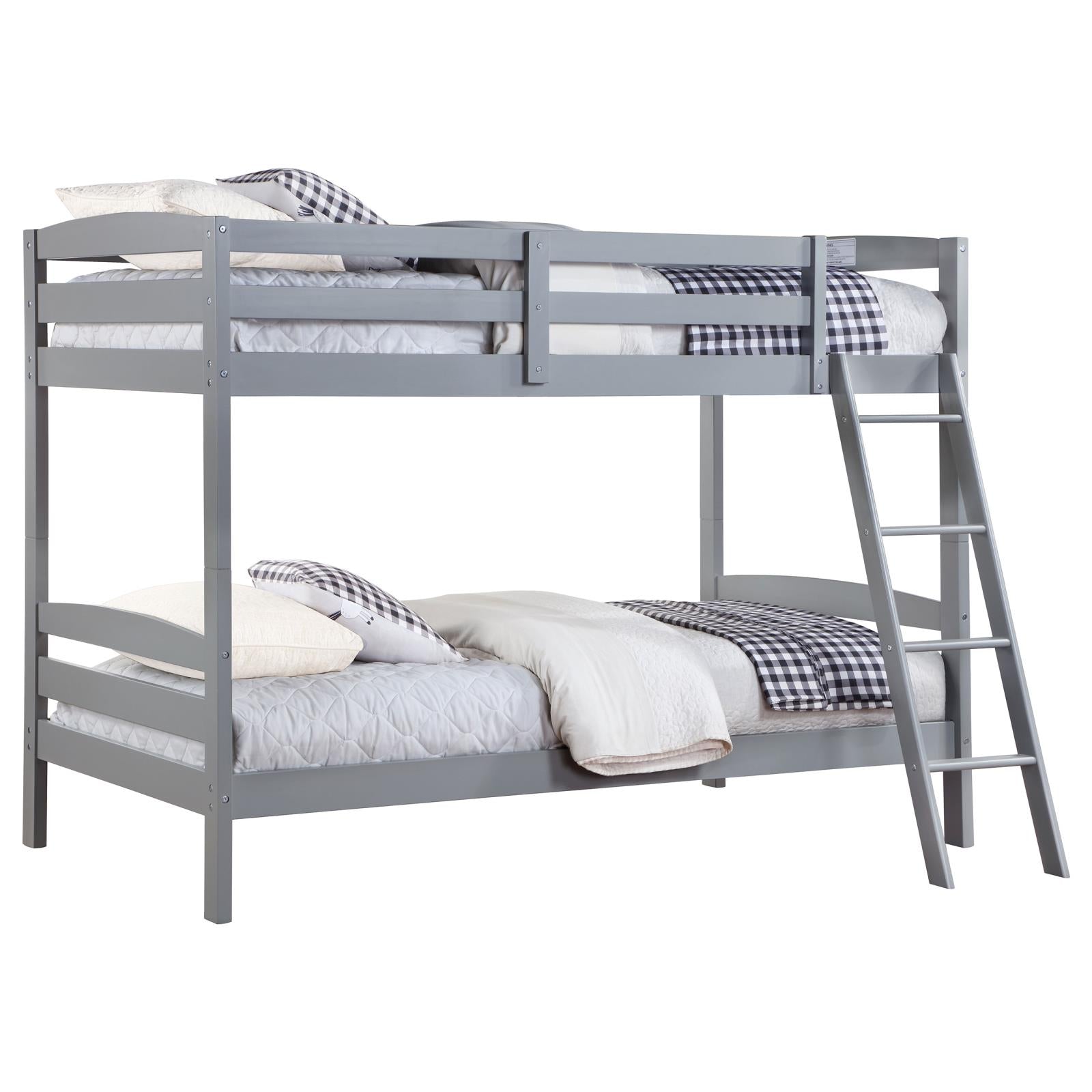 Rhea Wood Twin Over Twin Bunk Bed Grey Luna Furniture