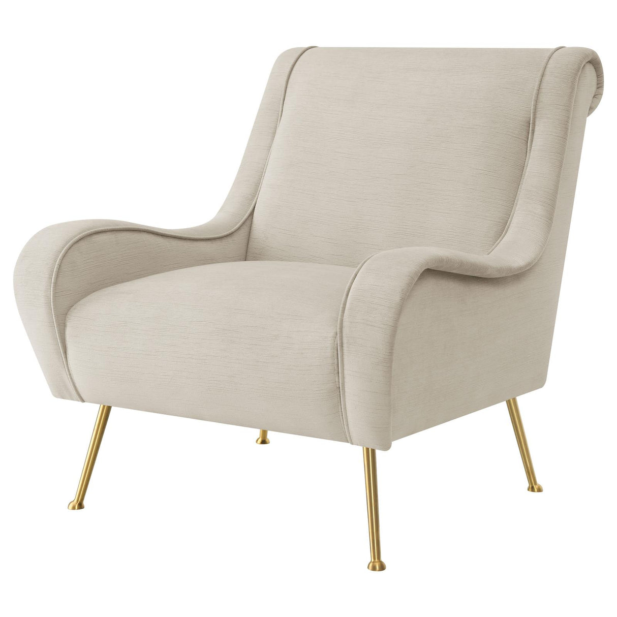 Ricci Upholstered Saddle Arms Accent Chair Stone and Gold - 903043 - Luna Furniture