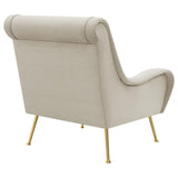 Ricci Upholstered Saddle Arms Accent Chair Stone and Gold - 903043 - Luna Furniture