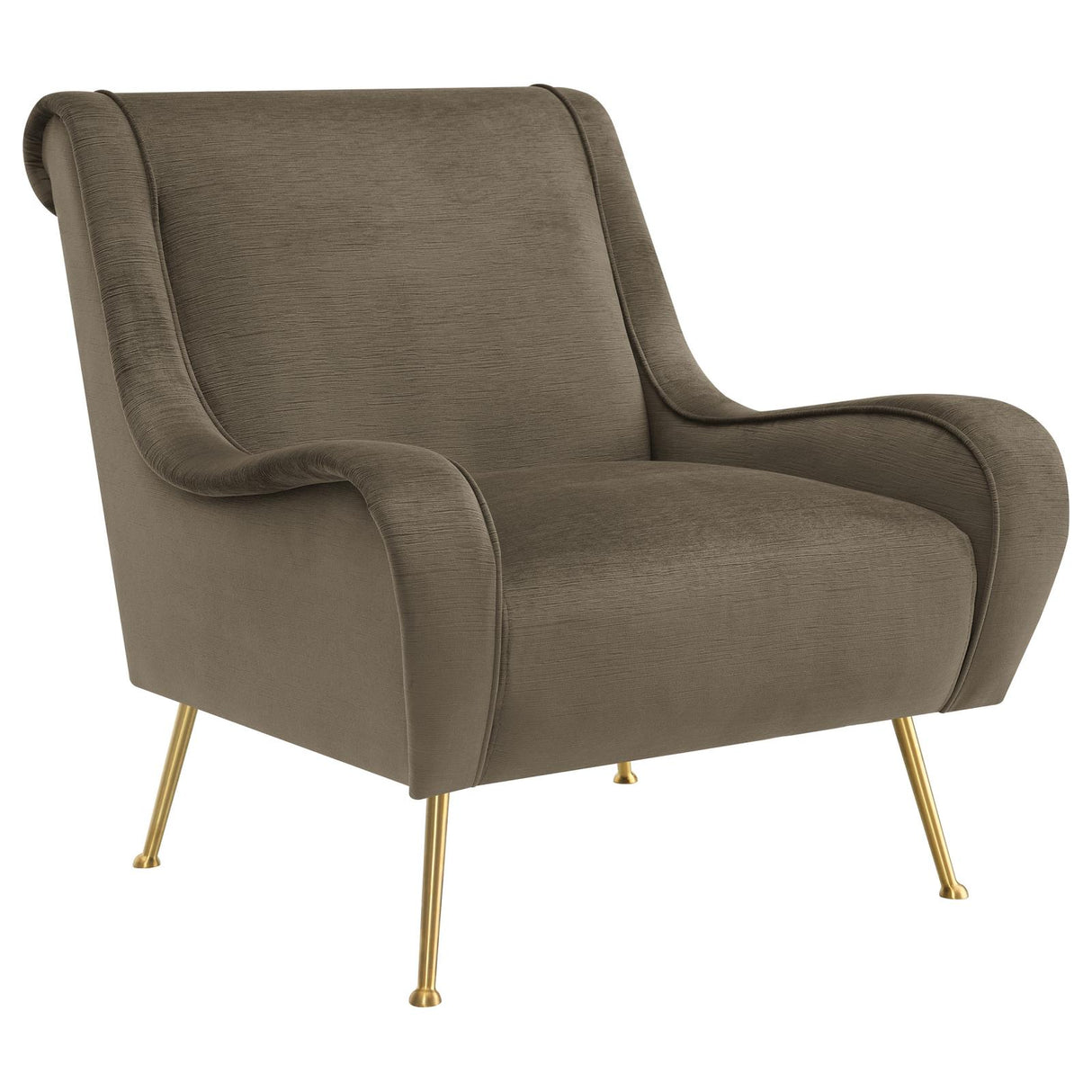 Ricci Upholstered Saddle Arms Accent Chair Truffle and Gold - 903044 - Luna Furniture