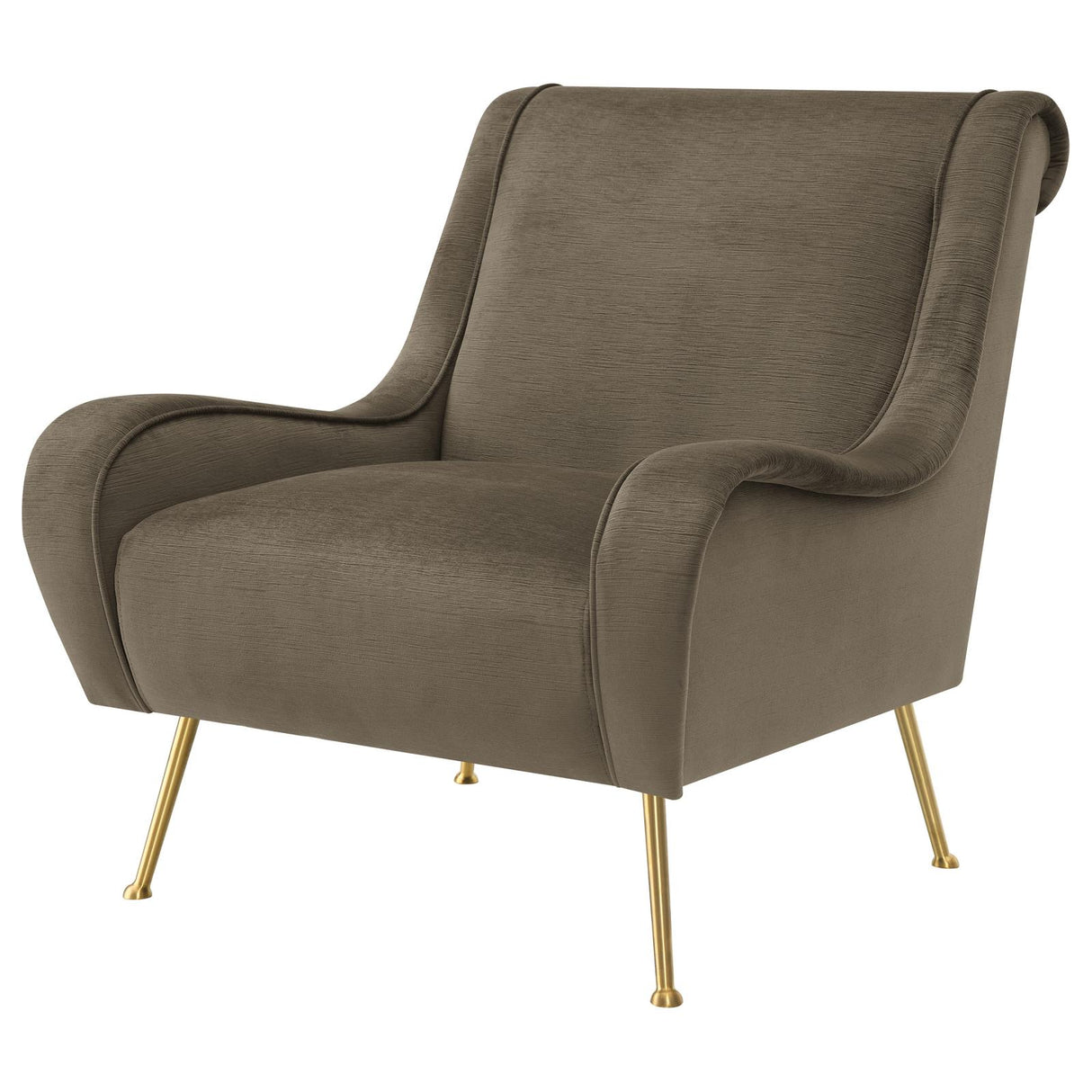 Ricci Upholstered Saddle Arms Accent Chair Truffle and Gold - 903044 - Luna Furniture