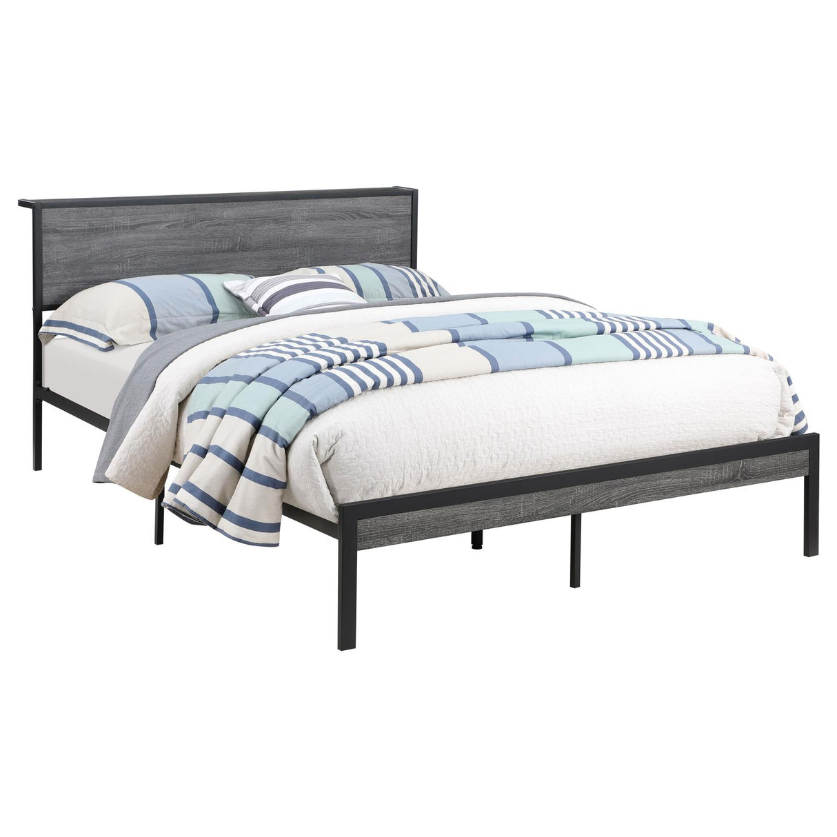 Ricky Full Platform Bed Grey and Black from Coaster - Luna Furniture