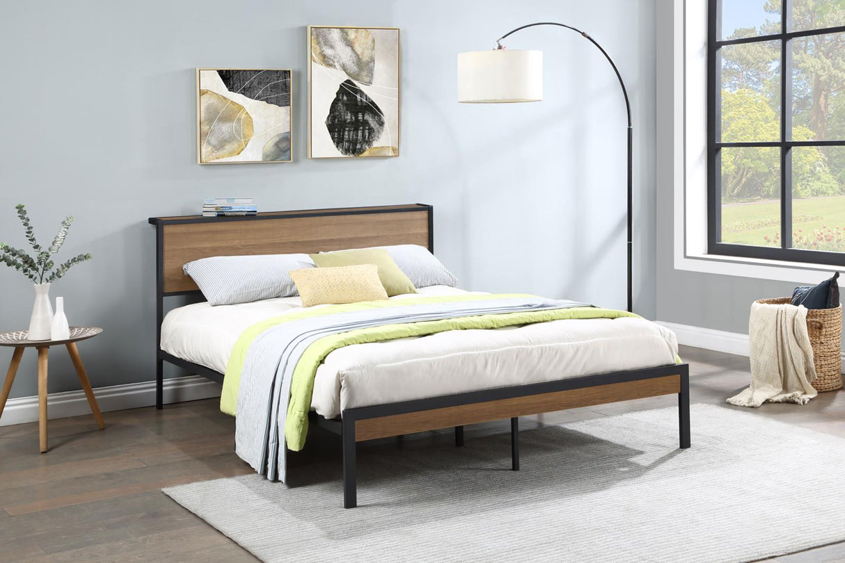 Ricky Full Platform Bed Light Oak and Black from Coaster - Luna Furniture