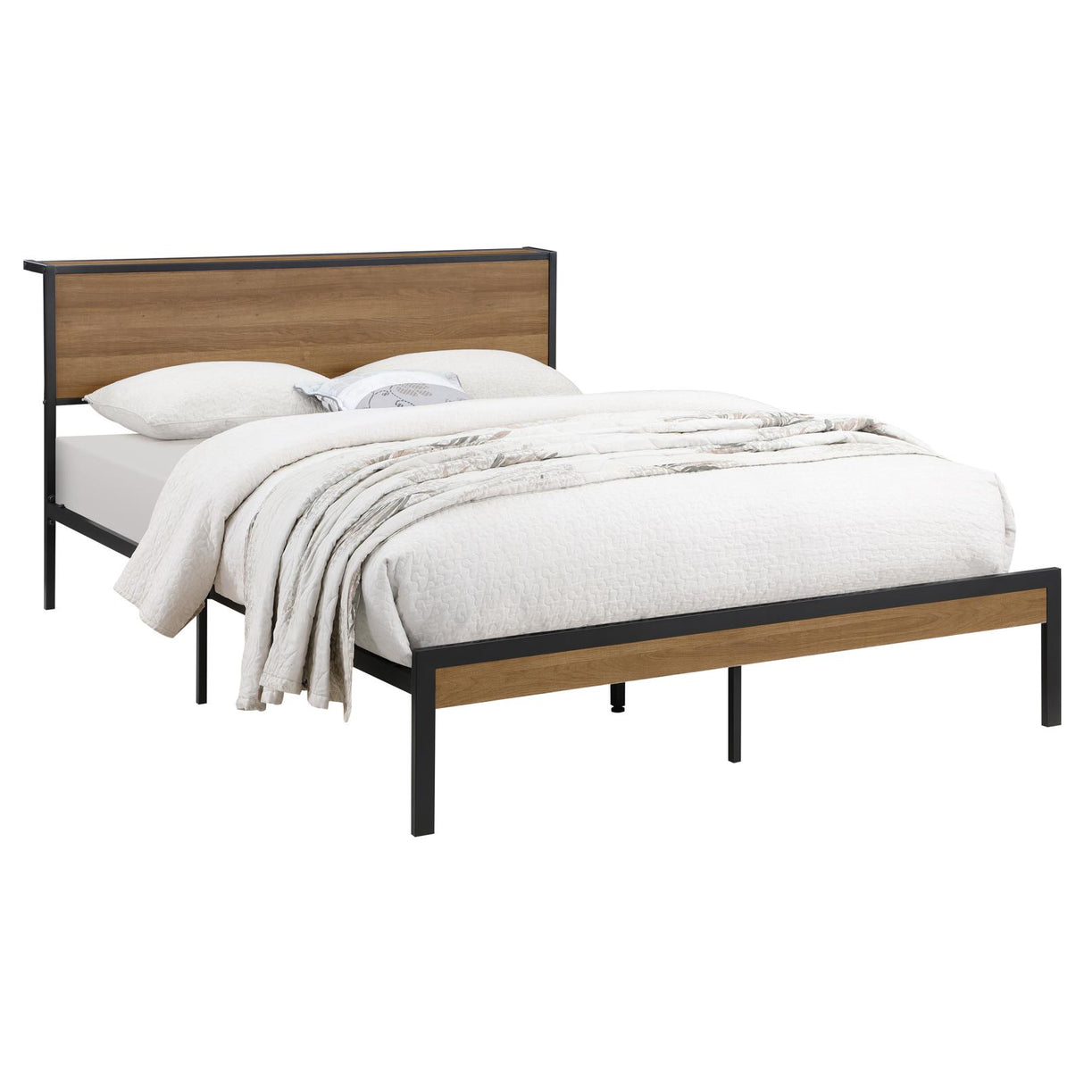 Ricky Full Platform Bed Light Oak and Black from Coaster - Luna Furniture