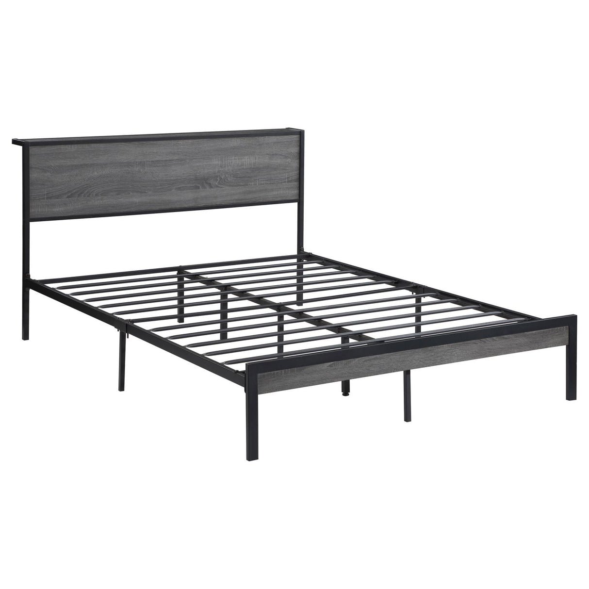 Ricky Queen Platform Bed Grey and Black - 302143Q - Luna Furniture