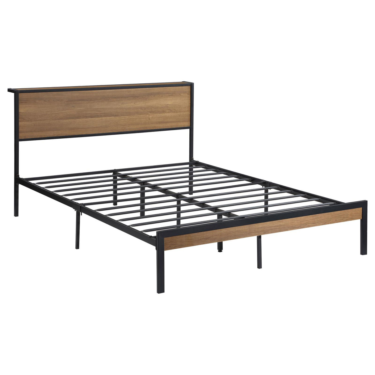 Ricky Queen Platform Bed Light Oak and Black - 302144Q - Luna Furniture