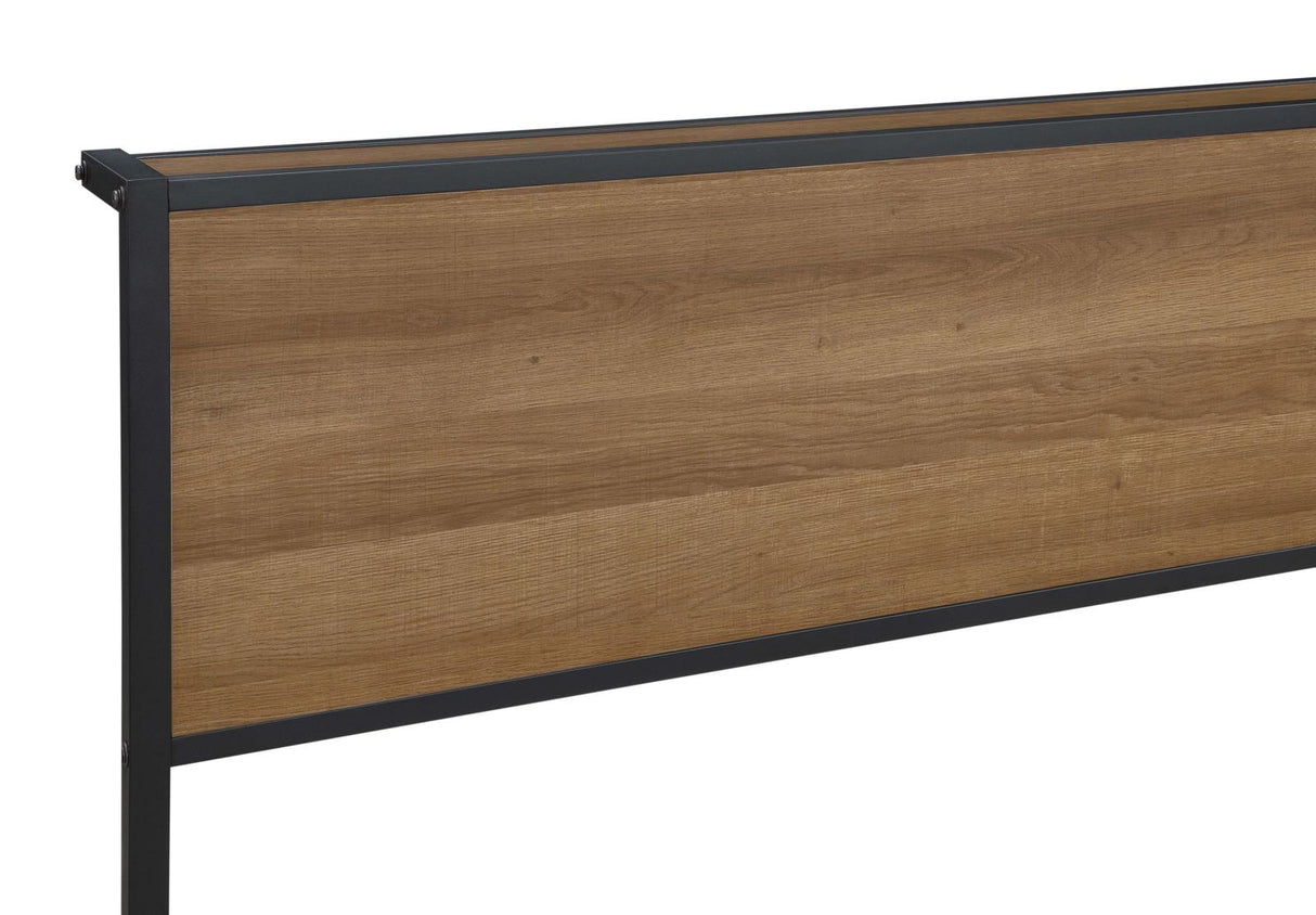 Ricky Queen Platform Bed Light Oak and Black - 302144Q - Luna Furniture