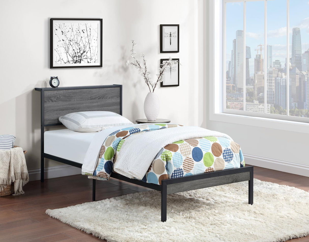 Ricky Twin Platform Bed Grey and Black from Coaster - Luna Furniture