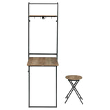 Riley Rustic Oak/Sandy Black Foldable Wall Desk with Stool from Coaster - Luna Furniture