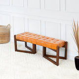 Riley Tan Leather Bench - AFC01996 - Luna Furniture