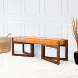 Riley Tan Leather Bench - AFC01996 - Luna Furniture