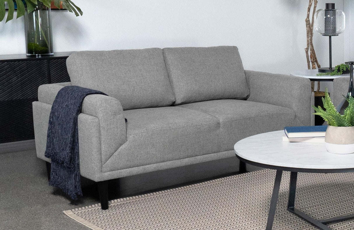 Rilynn Upholstered Track Arms Loveseat Grey from Coaster - Luna Furniture