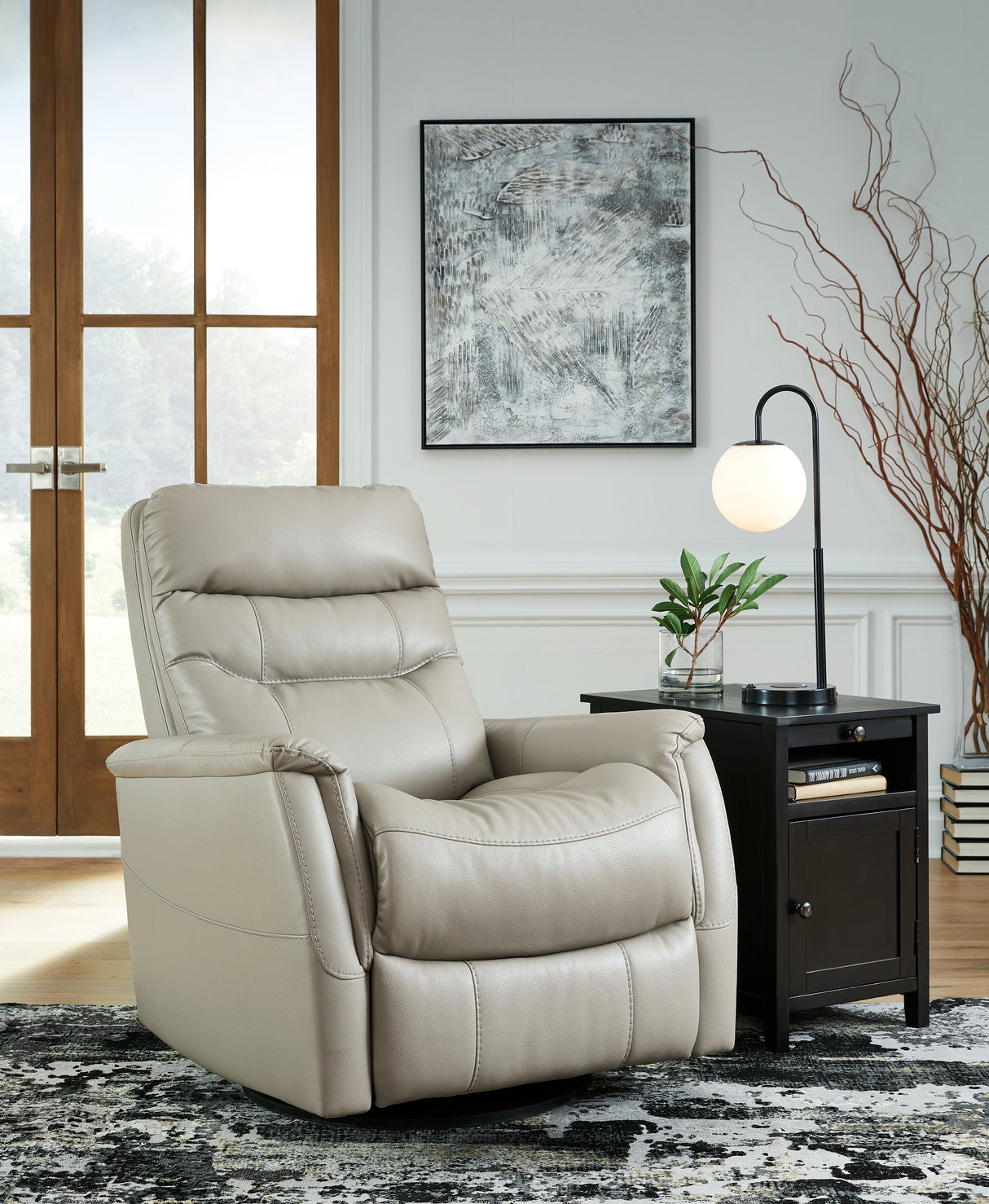 Riptyme Dove Gray Swivel Glider Recliner - 4640461 - Luna Furniture