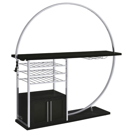 Risley 2-door Circular LED Home Bar with Wine Storage Dark Charcoal from Coaster - Luna Furniture