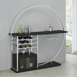 Risley 2-door Circular LED Home Bar with Wine Storage Dark Charcoal from Coaster - Luna Furniture