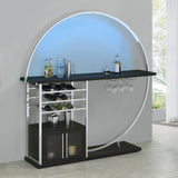 Risley 2-door Circular LED Home Bar with Wine Storage Dark Charcoal from Coaster - Luna Furniture