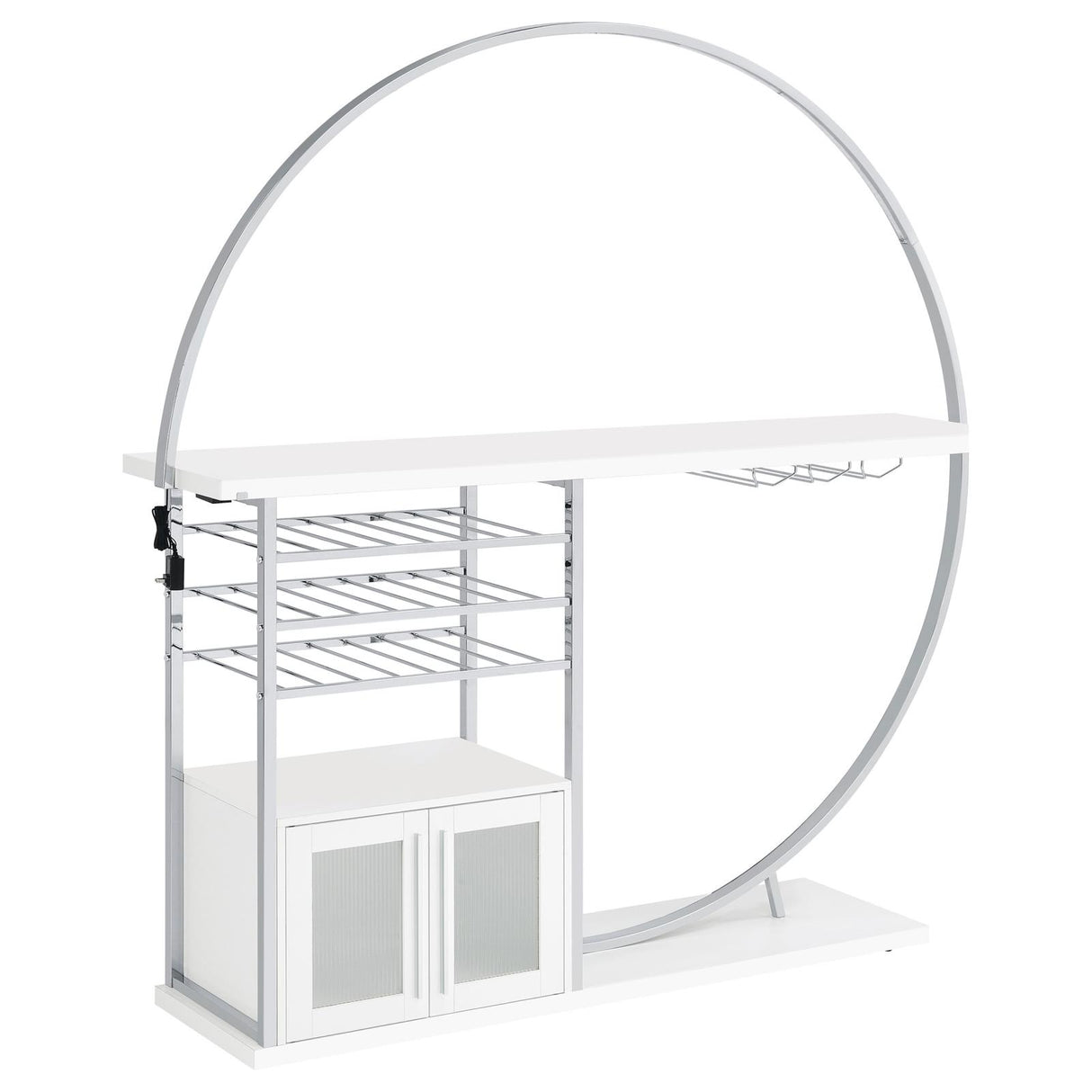 Risley 2-door Circular LED Home Bar with Wine Storage White High Gloss from Coaster - Luna Furniture