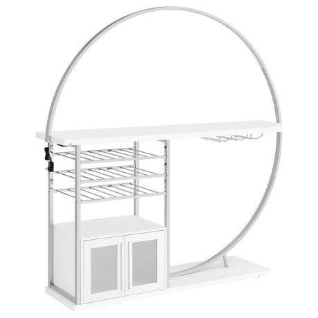 Risley 2-door Circular LED Home Bar with Wine Storage White High Gloss from Coaster - Luna Furniture