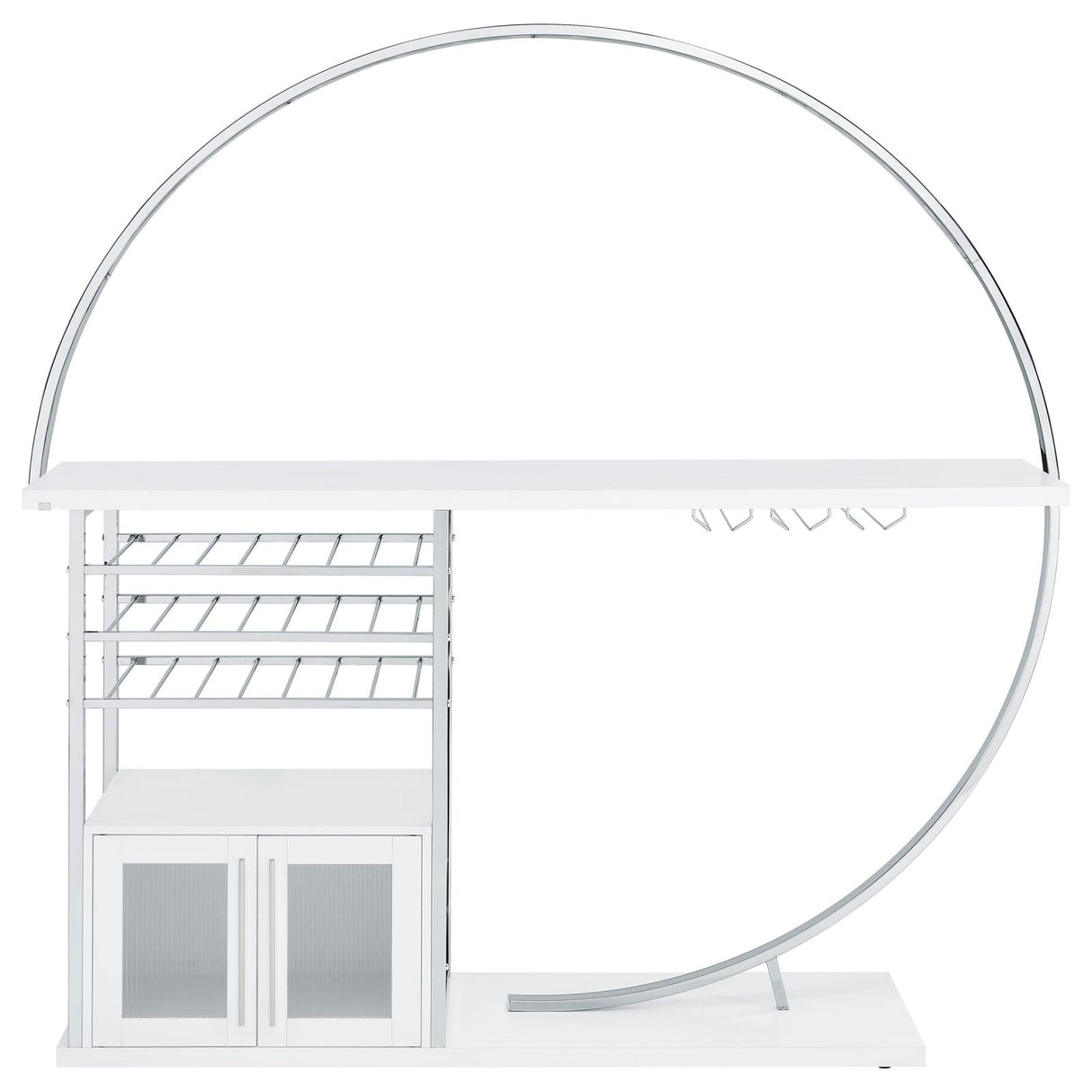 Risley 2-door Circular LED Home Bar with Wine Storage White High Gloss from Coaster - Luna Furniture