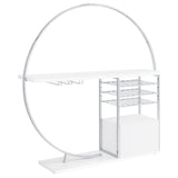 Risley 2-door Circular LED Home Bar with Wine Storage White High Gloss from Coaster - Luna Furniture