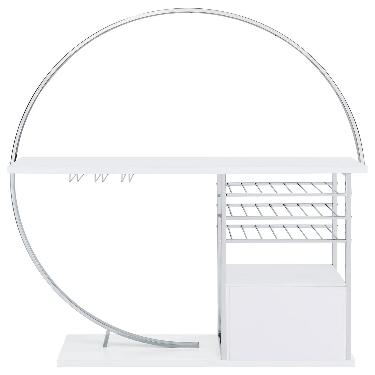 Risley 2-door Circular LED Home Bar with Wine Storage White High Gloss from Coaster - Luna Furniture