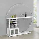 Risley 2-door Circular LED Home Bar with Wine Storage White High Gloss from Coaster - Luna Furniture