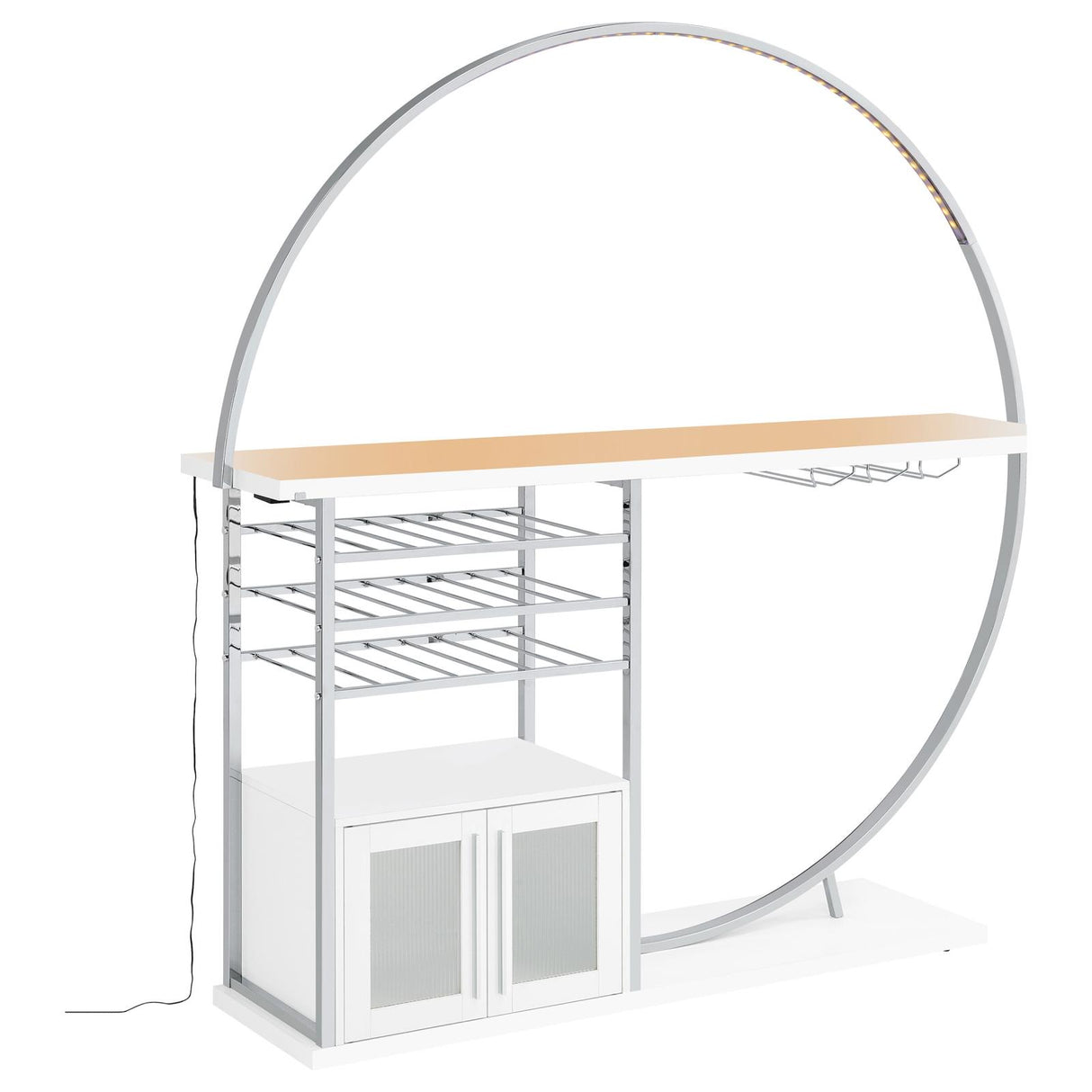 Risley 2-door Circular LED Home Bar with Wine Storage White High Gloss from Coaster - Luna Furniture