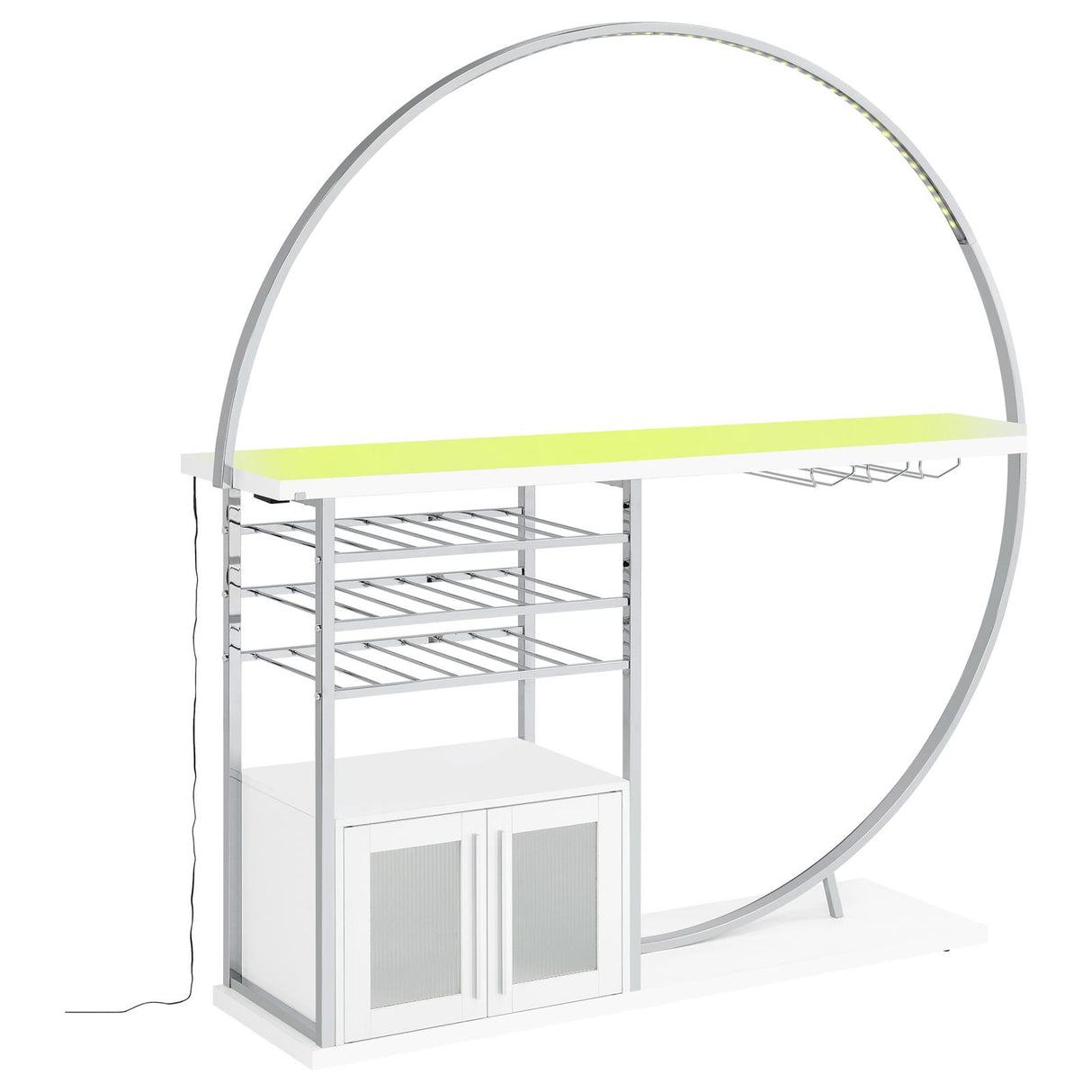 Risley 2-door Circular LED Home Bar with Wine Storage White High Gloss from Coaster - Luna Furniture