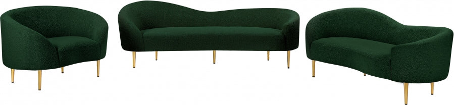 Ritz Boucle Fabric Living Room Chair Green from Meridian - Luna Furniture