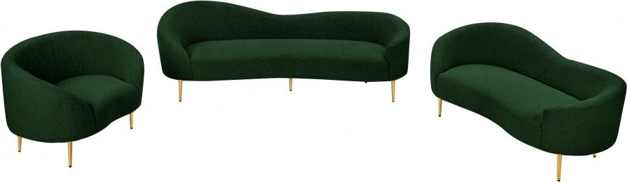 Ritz Boucle Fabric Living Room Chair Green from Meridian - Luna Furniture