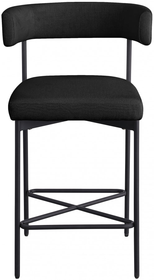 Rivage Linen Textured Fabric Bar / Counter Stools Black, Set of 2 from Meridian - Luna Furniture