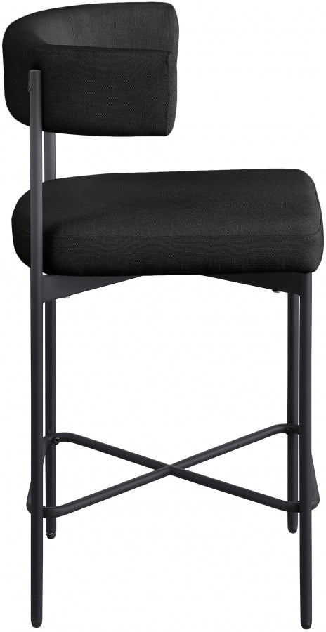 Rivage Linen Textured Fabric Bar / Counter Stools Black, Set of 2 from Meridian - Luna Furniture