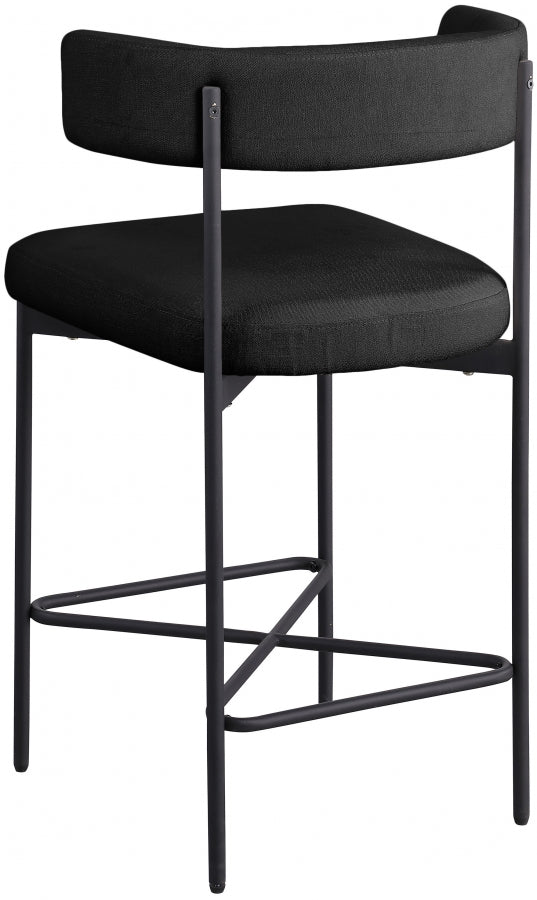 Rivage Linen Textured Fabric Bar / Counter Stools Black, Set of 2 from Meridian - Luna Furniture