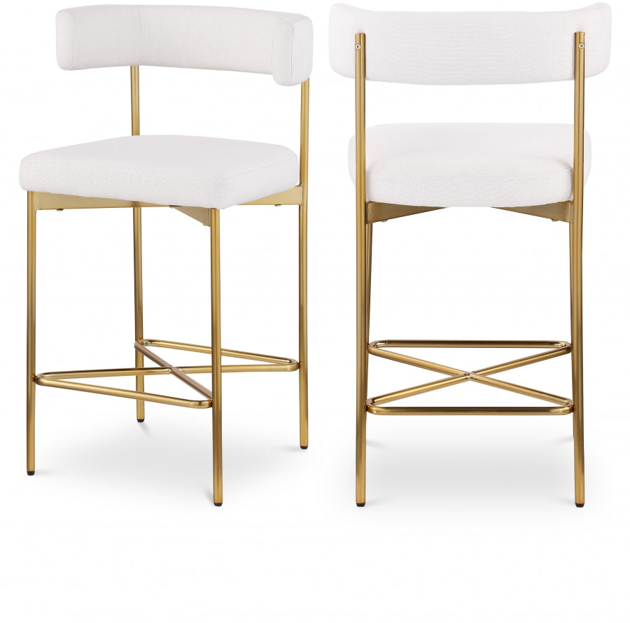 Rivage Linen Textured Fabric Bar / Counter Stools Cream, Set of 2 from Meridian - Luna Furniture