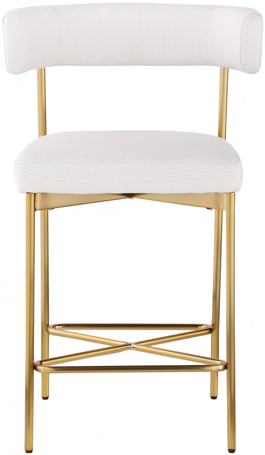 Rivage Linen Textured Fabric Bar / Counter Stools Cream, Set of 2 from Meridian - Luna Furniture