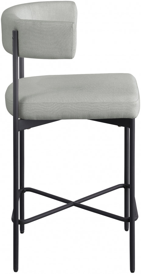 Rivage Linen Textured Fabric Bar / Counter Stools Grey, Set of 2 from Meridian - Luna Furniture