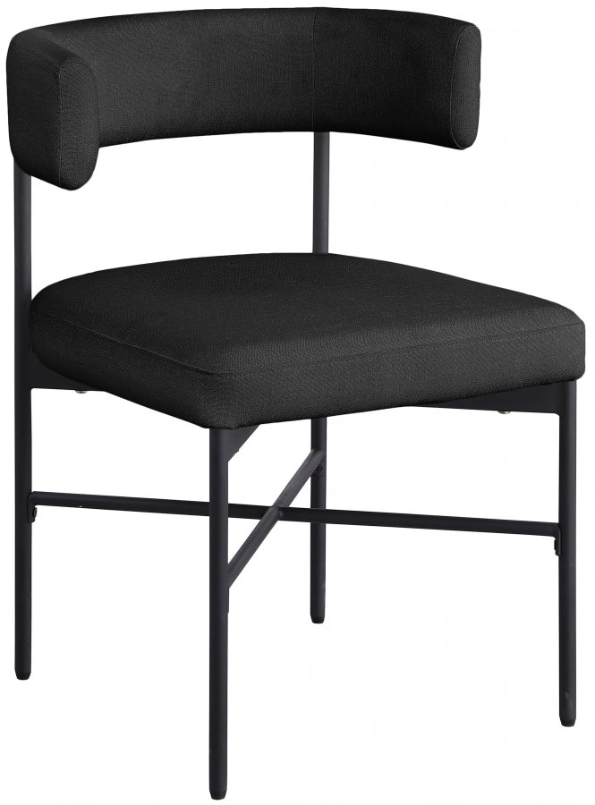 Rivage Linen Textured Fabric Dining Chair Black, Set of 2 from Meridian - Luna Furniture