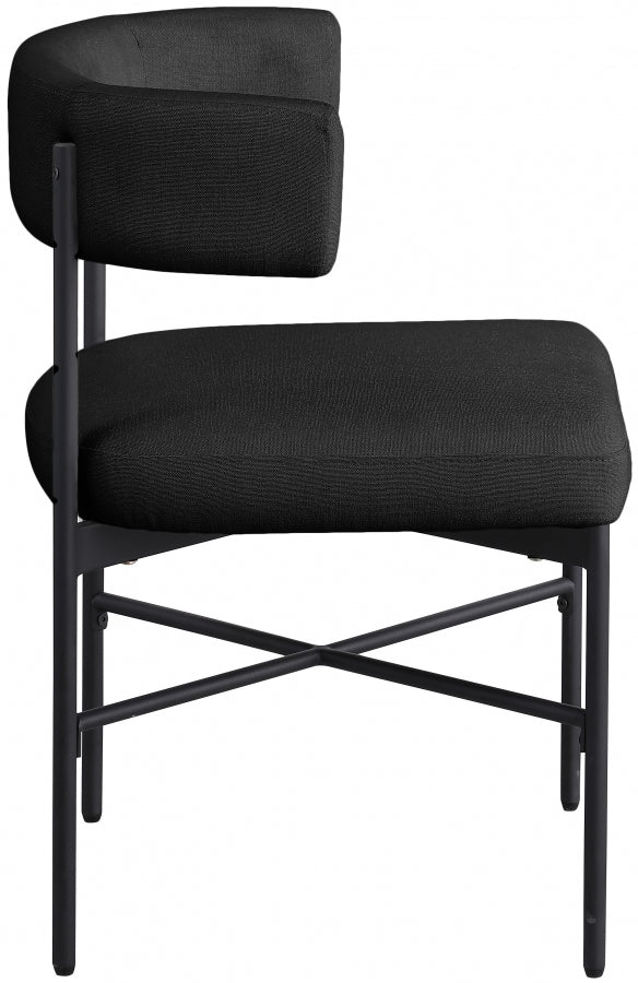 Rivage Linen Textured Fabric Dining Chair Black, Set of 2 from Meridian - Luna Furniture