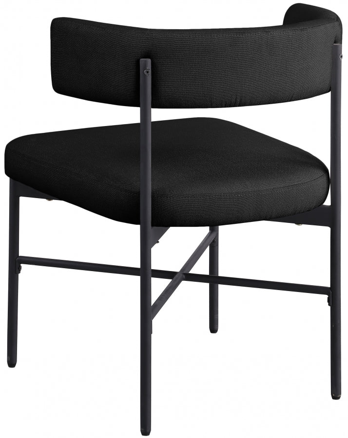 Rivage Linen Textured Fabric Dining Chair Black, Set of 2 from Meridian - Luna Furniture