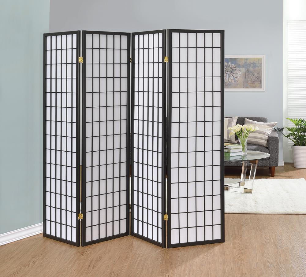 Roberto 4-Panel Folding Screen Dark Gray/White from Coaster - Luna Furniture