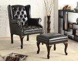 Roberts Black/Espresso Button Tufted Back Accent Chair with Ottoman from Coaster - Luna Furniture